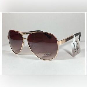 TAHARI Aviator Sunglasses, Gold Frame, Brown Gradient Lens TH527 GLD, BNWT COS-1